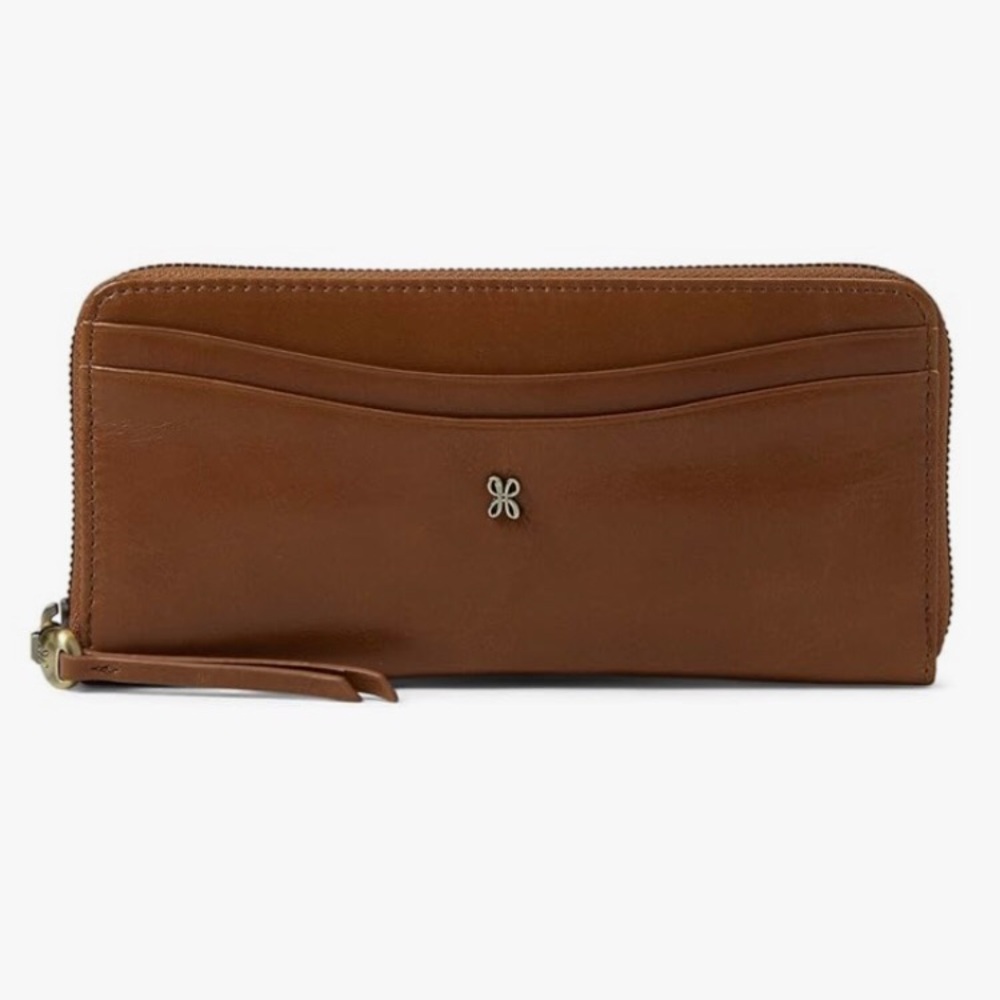 HOBO Max Large Zip Around Continental Zippered Leather Wallet Truffle Brown
